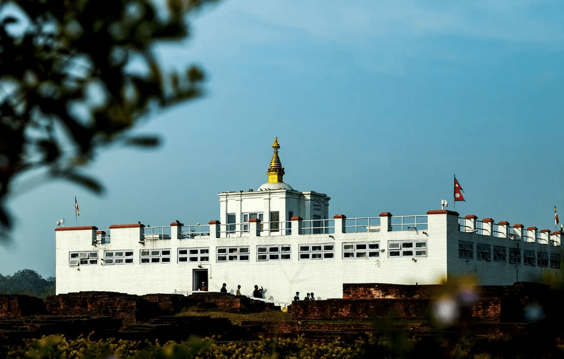 The sacred garden and Maya Devi Temple in Lumbini, birthplace of Buddha, a key Nepal pilgrimage site.